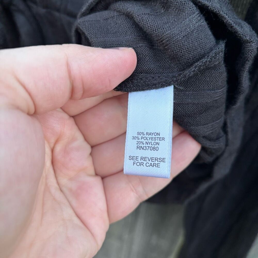 Versona Black‎ Ribbed Tie Front Top XXL - Picture 4 of 5
